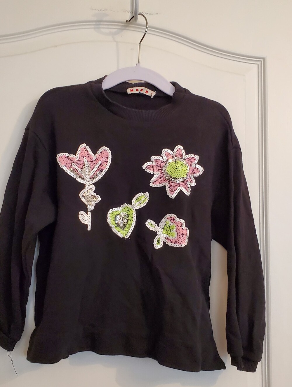 Marni Kids Black Sequin Floral Sweatshirt size 12